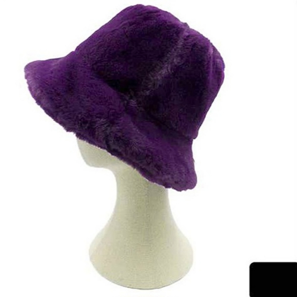 Purple Fur Bucket Hat Statement Style Trendy Fuzzy Cute